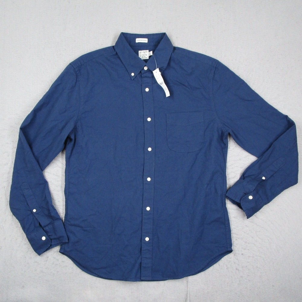 J.Crew Mens Broken-In Oxford Slim Untucked Shirt Navy Blue BG424 Size M NWT